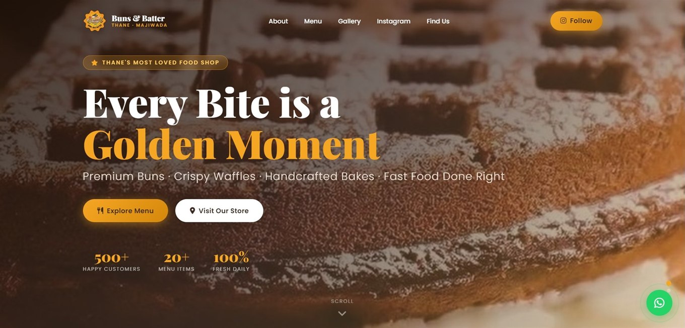Buns and Batter - Restaurant Brand Website by Akash Katkar